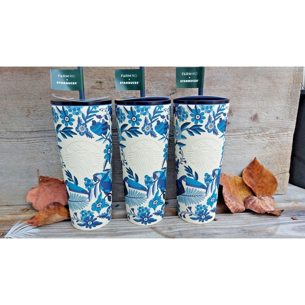 Starbucks x Farm Rio Limited Edition 24oz Stainless Tumbler Toucan Print Blue